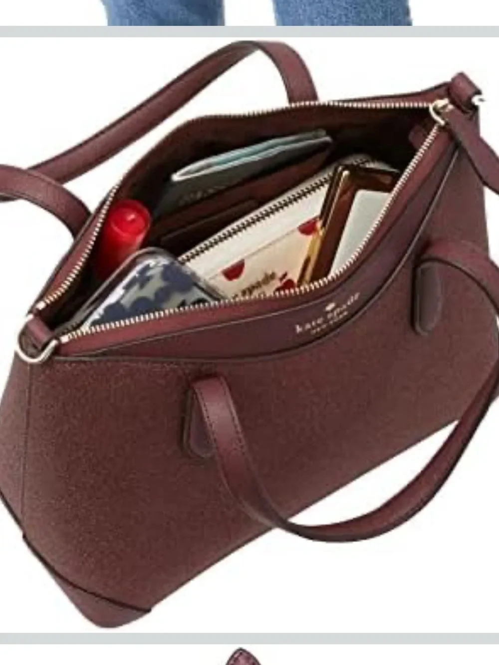 Kate Spade NWT Shimmy glitter deep plum medium satchel crossbody